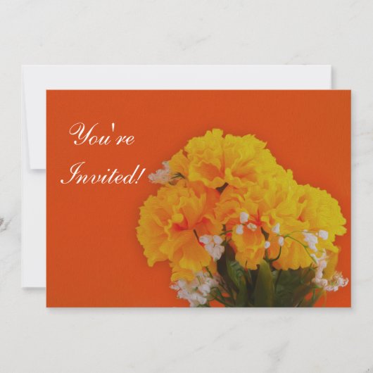 オレンジ絵を描に黄色の花 招待状 (正面)