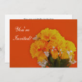 オレンジ絵を描に黄色の花 招待状 (正面/裏面)