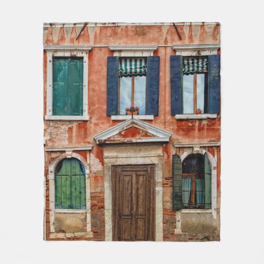 オレンジ絵を描建物ファサード フリースブランケット (正面)