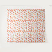 オレンジ絵を描色のドット金ゴールド三角形パターン タペストリー (正面(横))