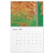 オレンジ絵を描色の緑の野縁ど野 カレンダー (2月 2026)