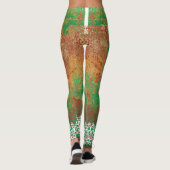 オレンジ絵を描色の緑の野縁ど野 レギンス (裏面)