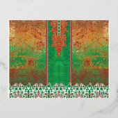 オレンジ絵を描色の緑の野縁ど野 箔シーズンポストカード (裏面)