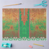 オレンジ絵を描色の緑の野縁ど野 薄葉紙 (クラフト)