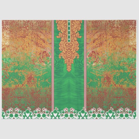 オレンジ絵を描色の緑の野縁ど野 薄葉紙 (正面)