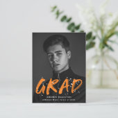 オレンジ絵を描(ばちゃばちゃ)跳ねる写真卒業パーティー インビテーションポストカード (スタンド正面)