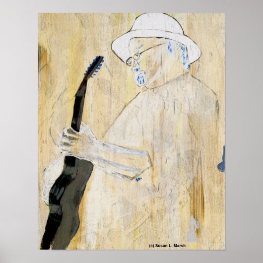 オレンジ絵画とブラウンズのブルース・ギタリスト ポスター (正面)