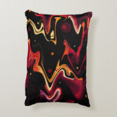 オレンジ絵画とブラックの重力ゼロの抽象芸術 アクセントクッション (裏面(縦))