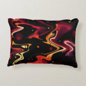 オレンジ絵画とブラックの重力ゼロの抽象芸術 アクセントクッション (裏面)
