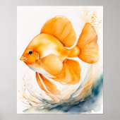オレンジ絵画の魚の水色II ポスター (正面)