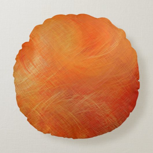 オレンジ絵画抽象芸術 ラウンドクッション (正面)