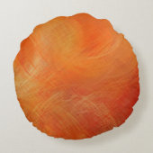 オレンジ絵画抽象芸術 ラウンドクッション (裏面)