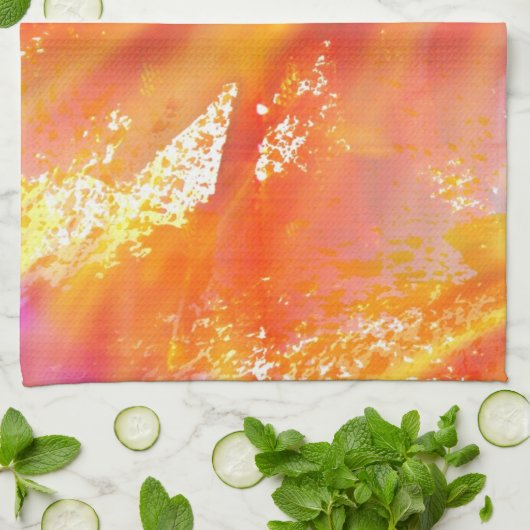 オレンジ継ぎ目が無い芸術の背景の黄色を着色して下さい キッチンタオル (折り畳み)