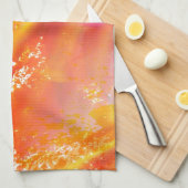 オレンジ継ぎ目が無い芸術の背景の黄色を着色して下さい キッチンタオル (四つ折り)