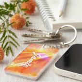 オレンジ継ぎ目が無い芸術の背景の黄色を着色して下さい キーホルダー (正面右)