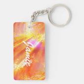 オレンジ継ぎ目が無い芸術の背景の黄色を着色して下さい キーホルダー (裏面)