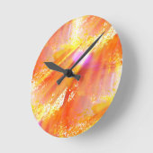 オレンジ継ぎ目が無い芸術の背景の黄色を着色して下さい ラウンド壁時計 (傾斜)