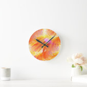 オレンジ継ぎ目が無い芸術の背景の黄色を着色して下さい ラウンド壁時計 (ホーム)