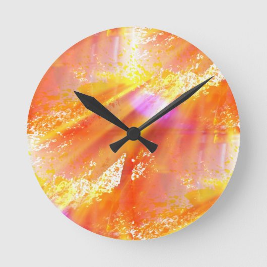 オレンジ継ぎ目が無い芸術の背景の黄色を着色して下さい ラウンド壁時計 (正面)