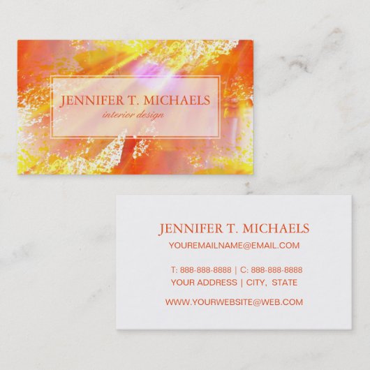 オレンジ継ぎ目が無い芸術の背景の黄色を着色して下さい 名刺 (正面/裏面)