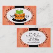 オレンジ緑のウエディングケーキのベーカリーの名刺 名刺 (正面/裏面)