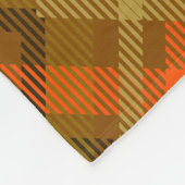 オレンジ緑のモダンタータンチェック格子模様チェック フリースブランケット (角)