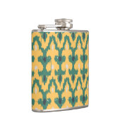 オレンジ緑の幾何学的イカット装飾模様 フラスク (右)