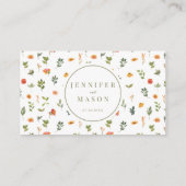 オレンジ緑の花結婚式RSVP QRコードカード エンクロージャーカード (裏面)