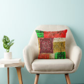 オレンジ緑の金ゴールドパッチワークヴィンテージファブリックのパターン クッション (椅子)