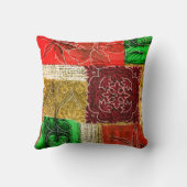 オレンジ緑の金ゴールドパッチワークヴィンテージファブリックのパターン クッション (裏面)