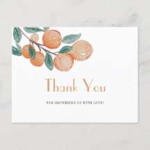 オレンジ緑葉の赤ちゃんシャワーありがとう