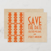 オレンジ縁ど色のアールデコ日付はがきを保存 案内ポストカード (正面/裏面)