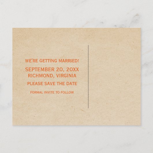 オレンジ縁ど色のアールデコ日付はがきを保存 案内ポストカード (裏面)