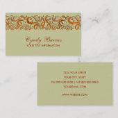 オレンジ縁ど色の渦巻き 名刺 (正面/裏面)