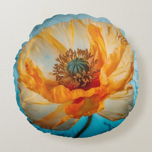 オレンジ美しい ラウンドクッション (正面)