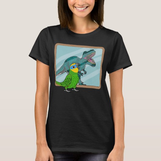 オレンジ羽アマゾンオウムとレックスの反射 I Tシャツ (正面)