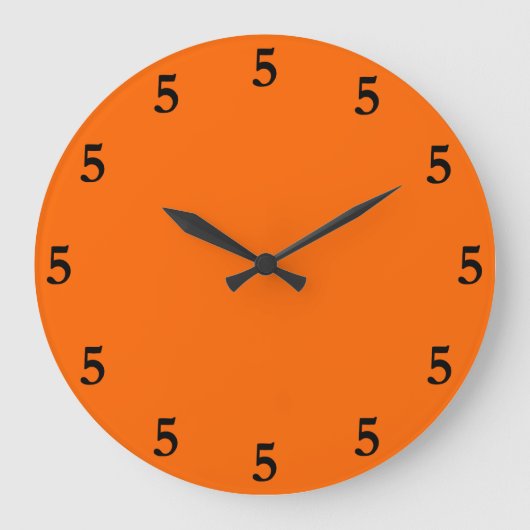 オレンジ背景のどこかで5時のブラッククロック ラージ壁時計 (正面)