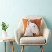 オレンジ背景のブルテリアの枕 クッション (椅子)