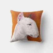 オレンジ背景のブルテリアの枕 クッション (裏面)