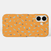 オレンジ背景グレー水玉模様ブルー紙吹雪 Case-Mate iPhoneケース (裏面 (横))