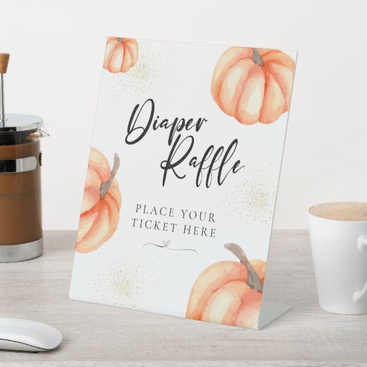 オレンジ色かぼちゃおむつラッフルサイン 台座サイン (インサイチュ)