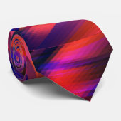 オレンジ色からダークブルーの格子模様がフラクタルスタイルでツイスト ネクタイ (ロール)