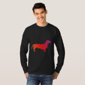オレンジ色から紫のグラデーションのDachshund Tシャツ (正面フル)