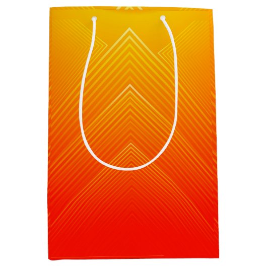 オレンジ色から黄色のジオメトリックグラデーションス ミディアムペーパーバッグ (正面)