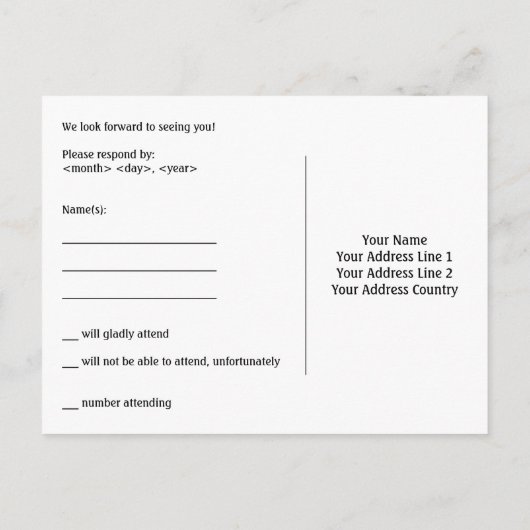 オレンジ色がかった黄色がかった霧のようなパターンRSVPカード インビテーションポストカード (裏面)