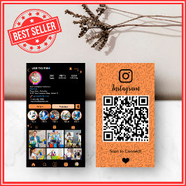オレンジ色が鮮やかなハウスキーピングInstagram QRコード 名刺