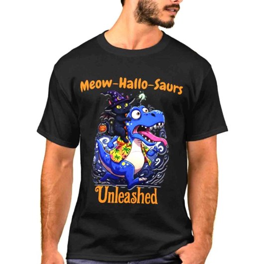 オレンジ色でにゃんこ万聖節家族 Tシャツ