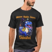 オレンジ色でにゃんこ万聖節家族 Tシャツ (正面)