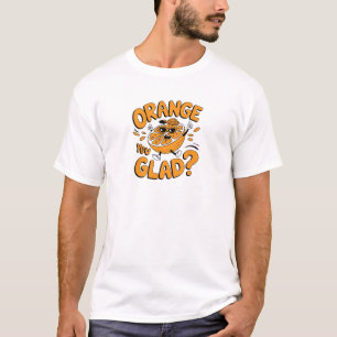 オレンジ色で楽しくなっちゃう!面白いフルーツデザイン Tシャツ