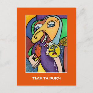 オレンジ色で燃える時間 – タイムピース ポストカード